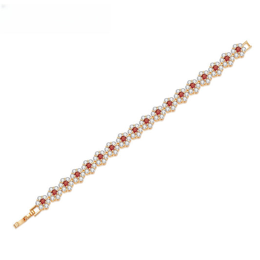 Elegant Floral Tennis Bracelet for Women with Rainbow Crystal Charm