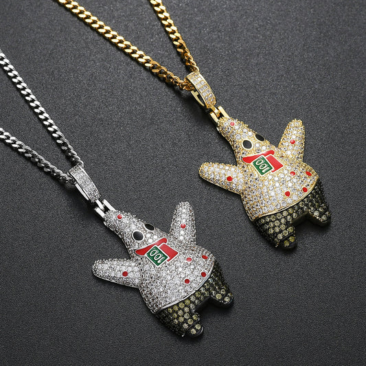 Geometric Round Cubic Zirconia Pendant Necklace for Men and Women