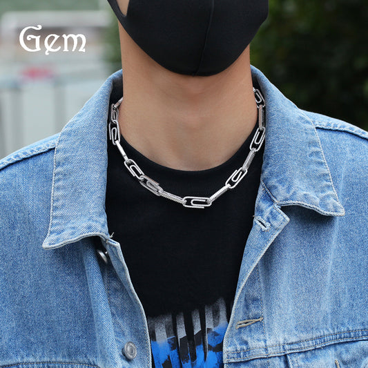 Iced Paperclip Chain Necklace Bracelet Set for Women & Men, Gold Plated or Silver Plated Cubic Zirconia Statement Jewelry