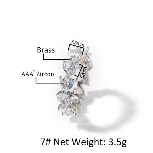 Heart Shaped Cubic Zirconia Ring for Women & Men – Trendy Gold and Silver Plated Statement Band