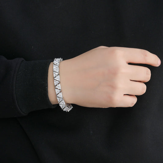 Minimalist Geometric Tennis Chain Cubic Zirconia Bracelet for Men