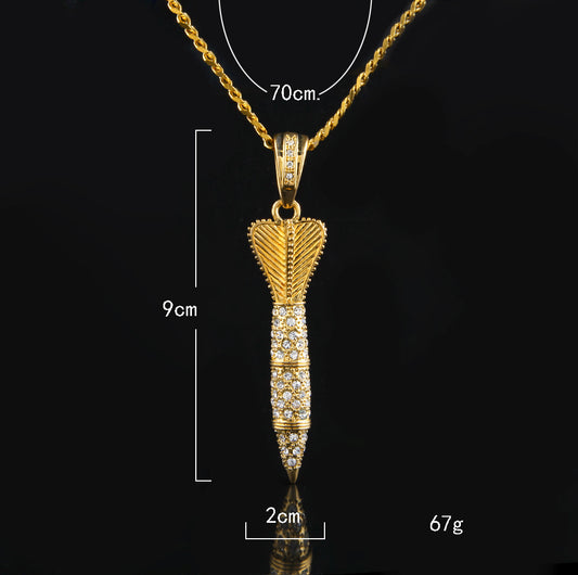 Minimalist Line Pendant Necklace with 5mm Cuban Chain for Women & Men, Gold Plated or Silver Plated Statement Jewelry