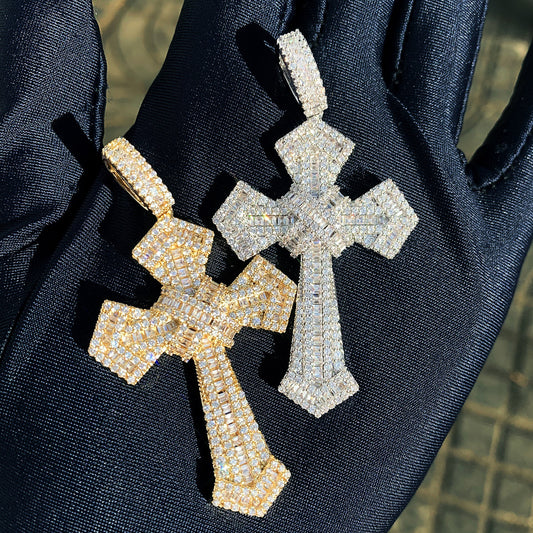 Iced Out Cross Pendant Necklace for Men Unisex Hip Hop Jewelry