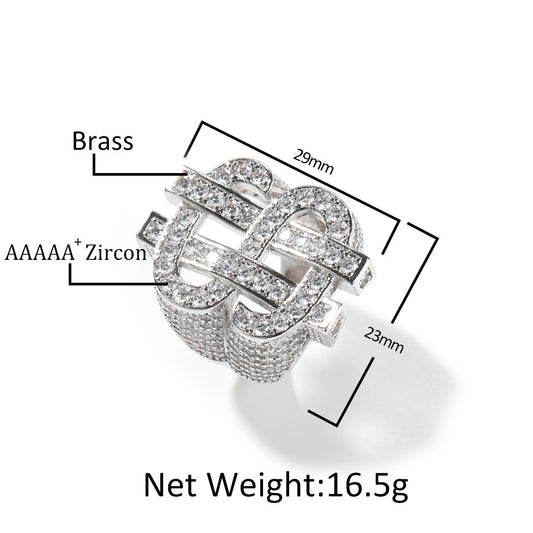 Unisex Iced Cubic Zirconia Statement Ring in Silver or Gold Color
