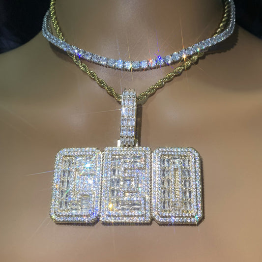 Unisex Iced Out Letter Pendant Necklace