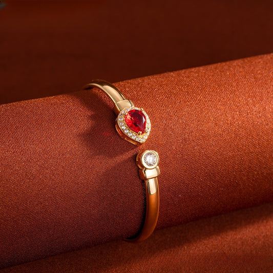 Elegant Pear Crystal Open Cuff Bracelet for Women Statement Jewelry