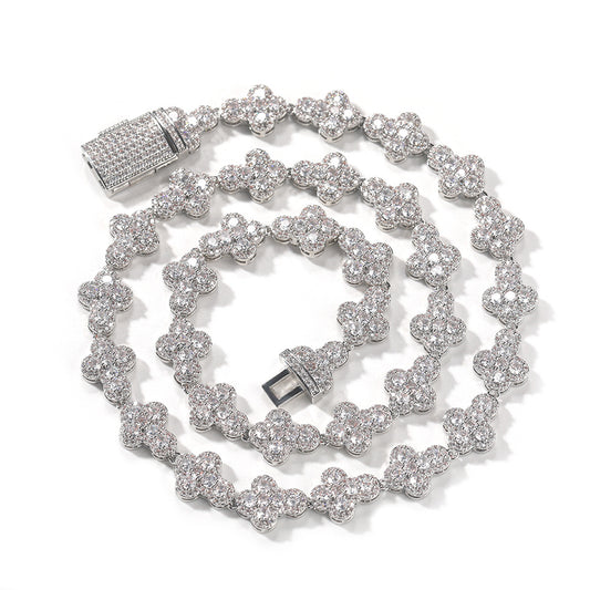 Men’s Iced Out Cross Necklace & Bracelet Set with Cubic Zirconia Pendant Chain in Gold or Silver