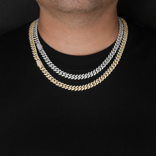8MM Iced Out Cuban Link Chain Bracelet or Necklace, Zirconia, Unisex