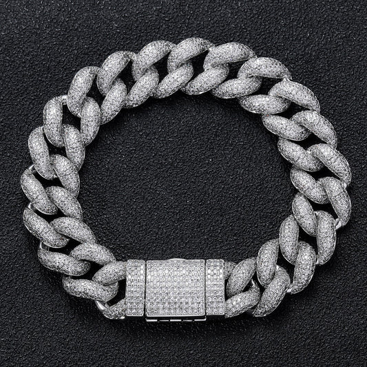 Hip Hop Cuban Link Bubble Cubic Zirconia Bracelet for Men