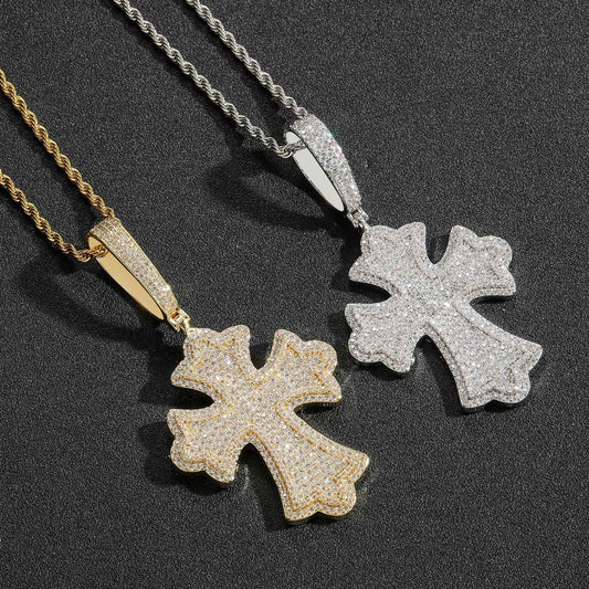 Hip Hop Minimalist Cross Copper Pendant Necklace for Men and Women
