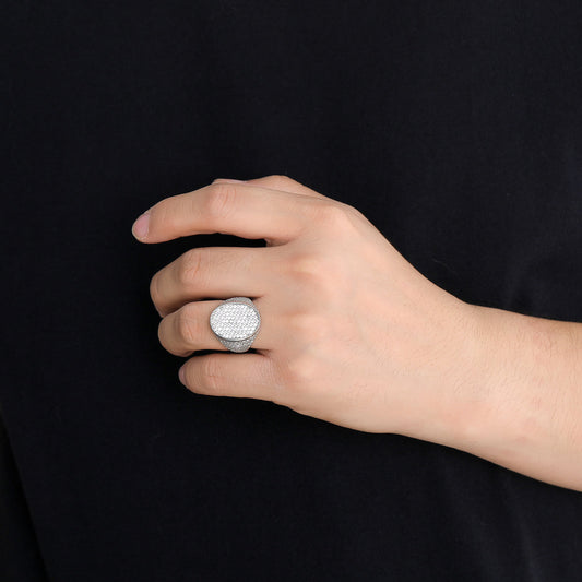 Hip Hop Vintage Geometric Round Copper Ring for Men