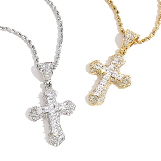 Hip Hop Geometric Round Cubic Zirconia Pendant Necklace for Men and Women