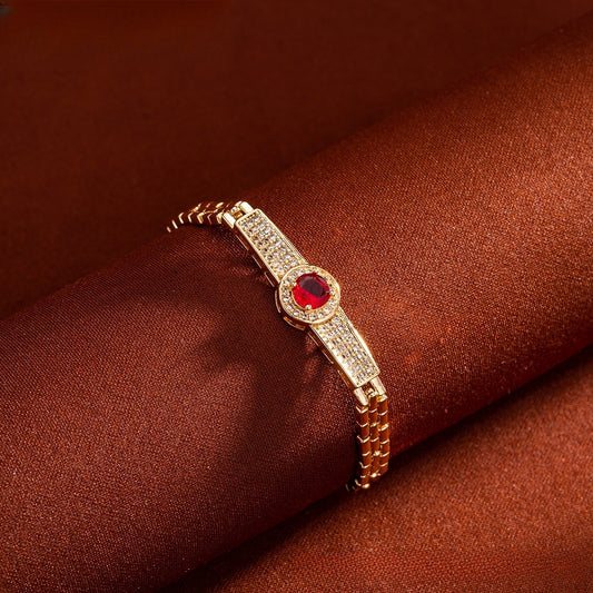 Elegant Camellia Flower Gold Plated Bracelet for Women & Men with Crystal Accent Chain Bangle