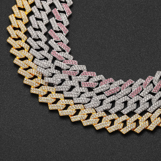 Hip Hop Diamond Shape Cuban Link Alloy Necklace for Men