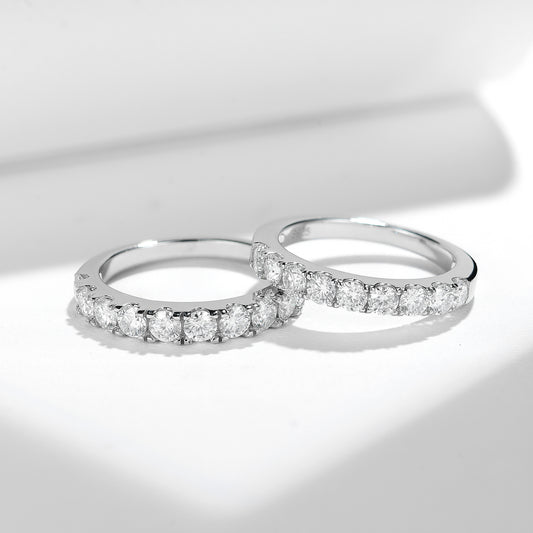 10-Stone Moissanite Ring, S925 Silver 18K Gold Plated Wedding Band for Women alternate product image