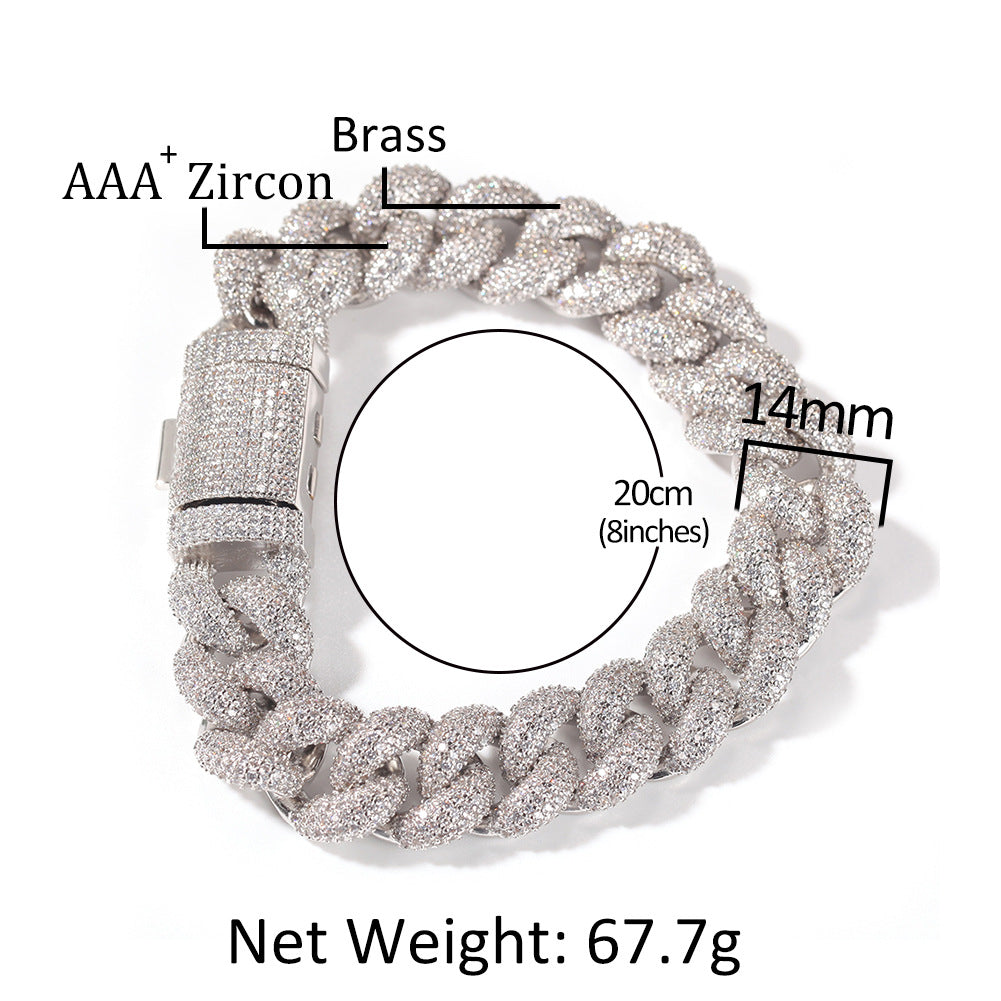 Iced Out Cuban Link Bracelet Necklace Women & Men, Cubic Zirconia Chain in Silver or Gold Tone product image