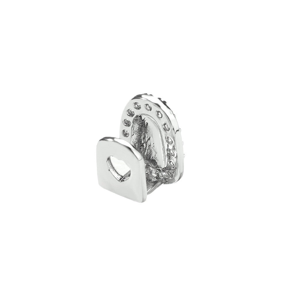 European Style Crystal Tooth Charm for Women – Gold or Silver Plated Copper Statement Dental Jewelry