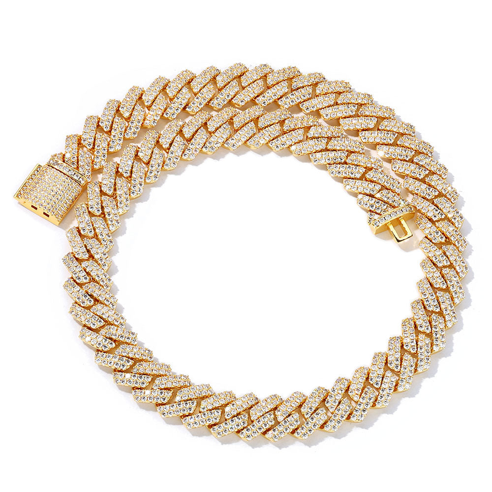14 mm Iced Cuban Hip Hop Necklace or Bracelet with Cubic Zirconia on a Copper Base - CHA013 product image