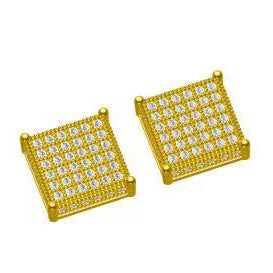 Square Iced Out Stud Earrings for Men Unisex Hip Hop Style