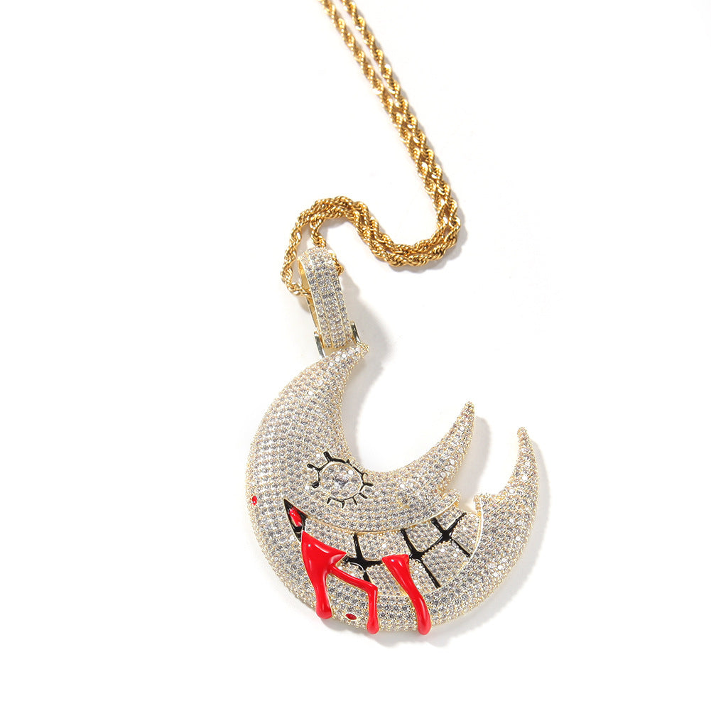 Silver Plated Crescent Moon Pendant Necklace with Stainless Steel Twist Chain for Women