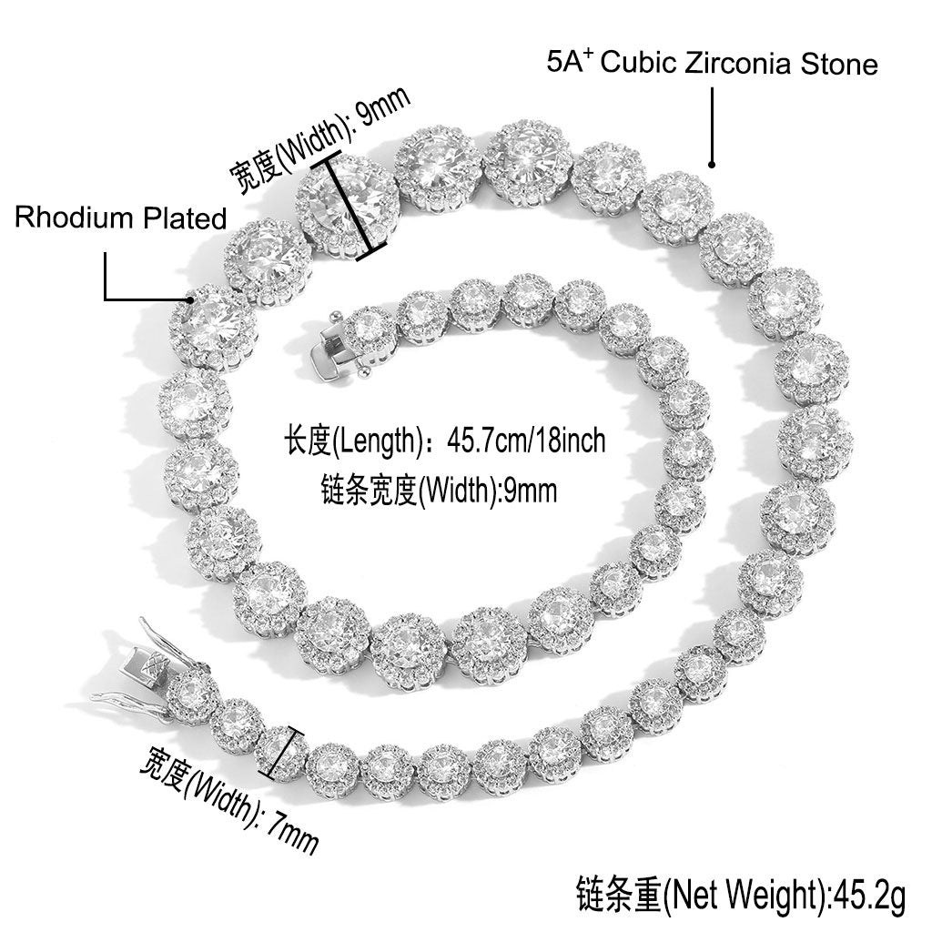 Hip Hop Star Eye Cuban Link Cubic Zirconia Necklace for Men