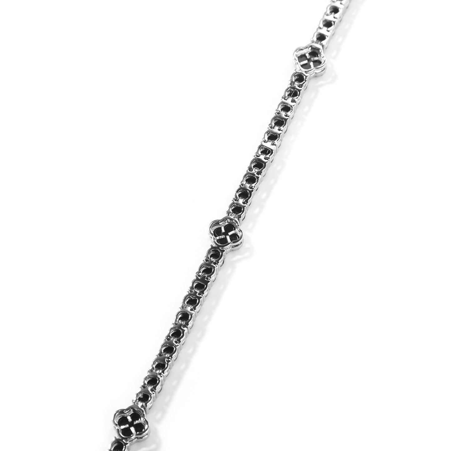 Unisex Silver Black Cubic Zirconia Chain Bracelet - Trendy Statement Tennis Bracelet in 7 Inch & 8 Inch