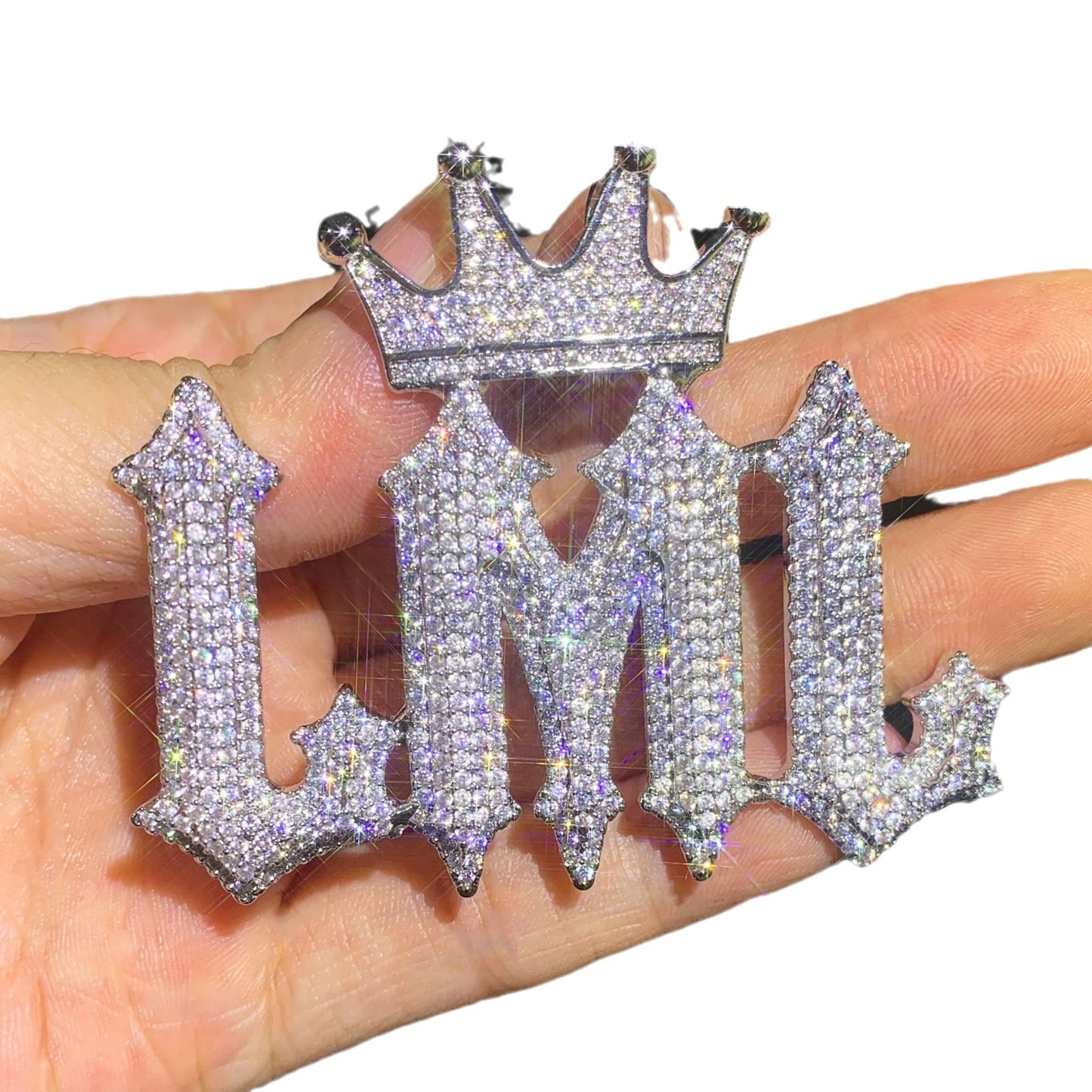 【Customized】Iced Out Crown Letter Pendant Necklace Unisex Hip Hop Statement Chain product image
