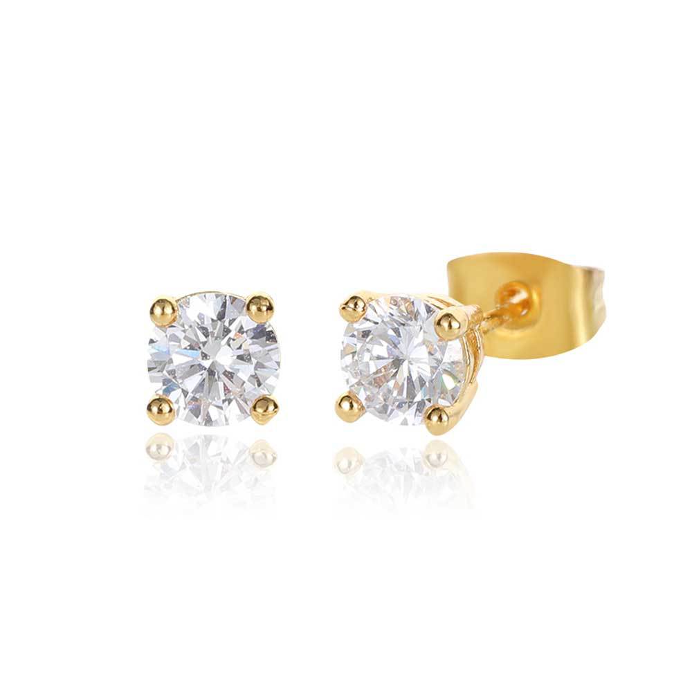 4 mm Round Four-Prong CZ Stud Copper Earrings - EAR019 product image
