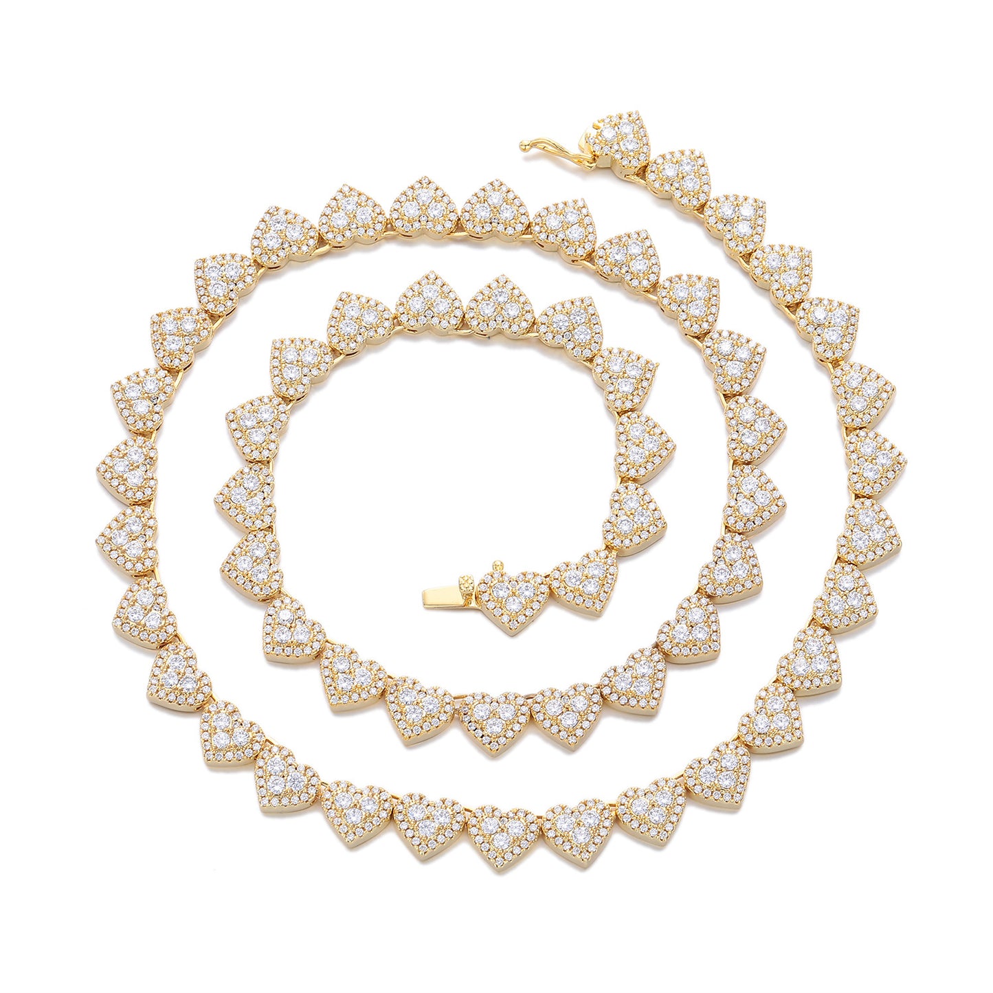 Heart Tennis Chain Necklace/Bracelet, Zircon Heart Pendant, 8mm Unisex