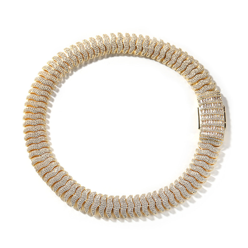 Iced Line Statement Chain Necklace for Women & Men - Silver or Gold Plated Hip Hop Pendant Necklace
