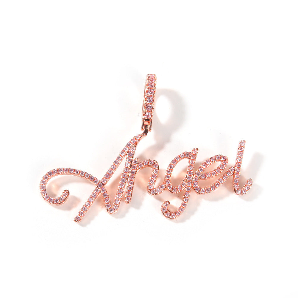 Custom Bubble Letter Necklace with Cubic Zirconia Pendant - Stainless Steel Personalized Name Chain for Women and Men