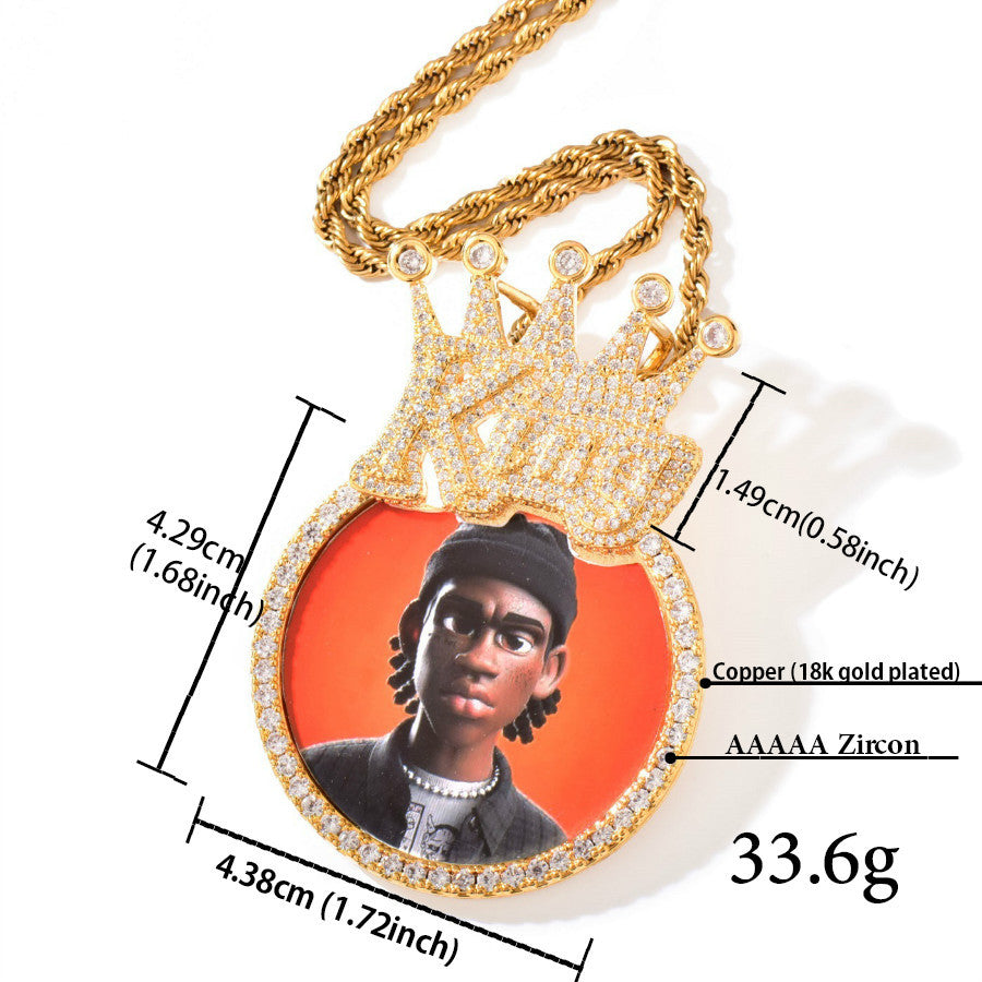 Custom Crown Photo Pendant Necklace product image