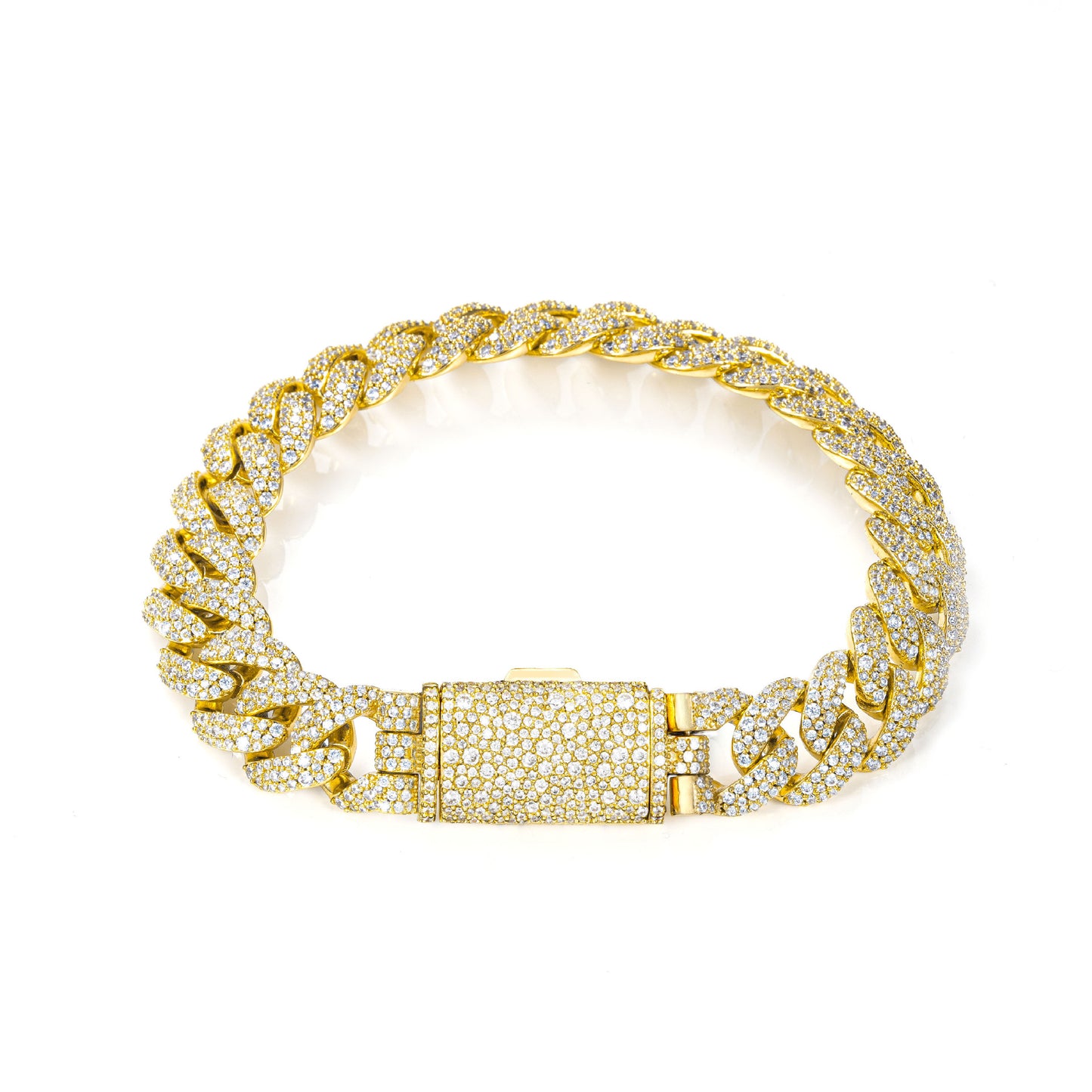 12mm Cuban Link Zircon Bracelet, Unisex Hip Hop Chain Bracelet, 7-9 Inch