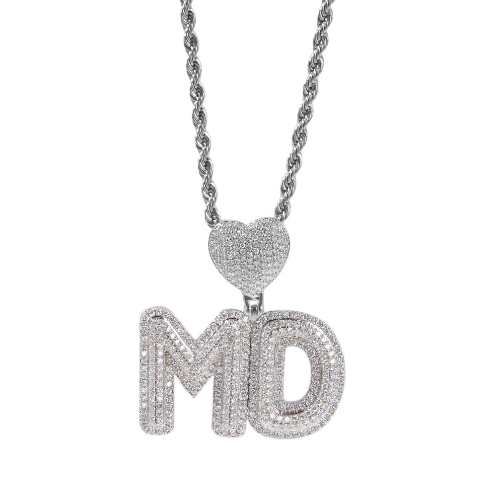 Custom Iced Letter Name Pendant Necklace for Women – Gold or Silver Plated Hip Hop Chain, Personalized Cubic Zirconia Statement Necklace