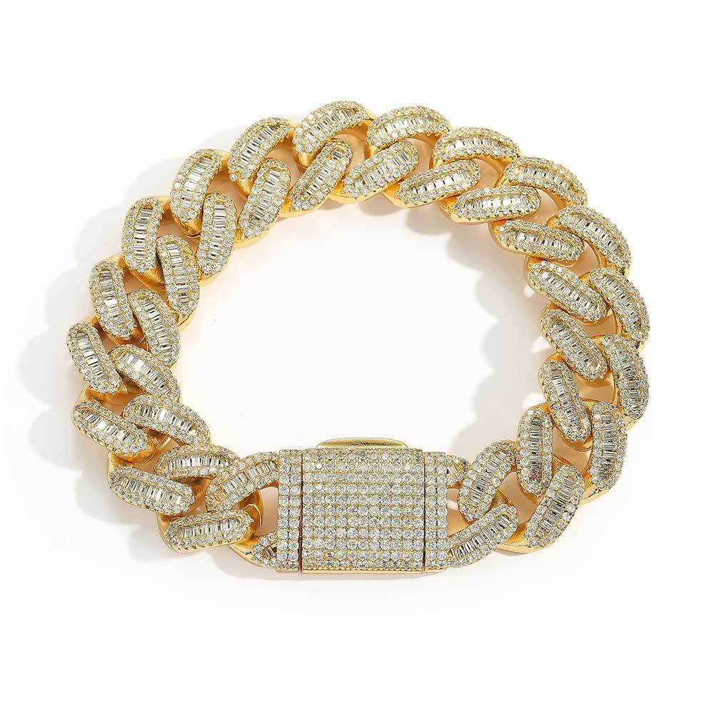 15 mm Double-Row Iced Cuban Copper Bracelet with Cubic Zirconia - CHA118 product image