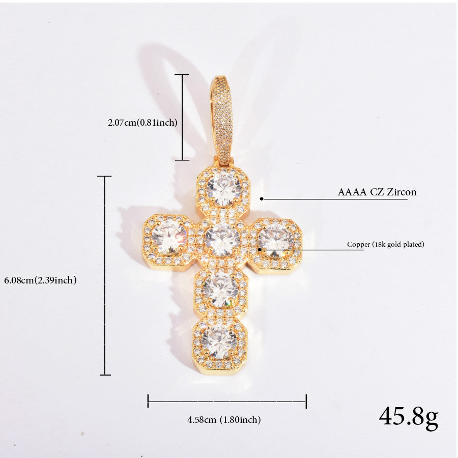 Unisex Iced Out Cross Statement Necklace