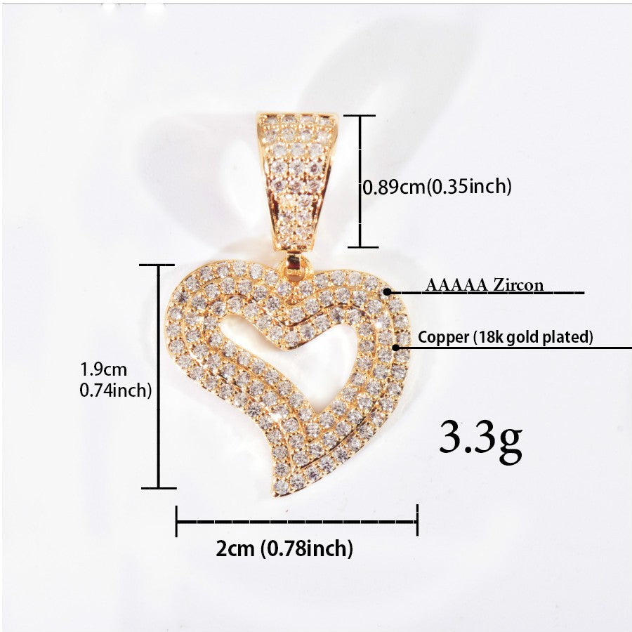 Iced Out Heart Pendant Necklace
