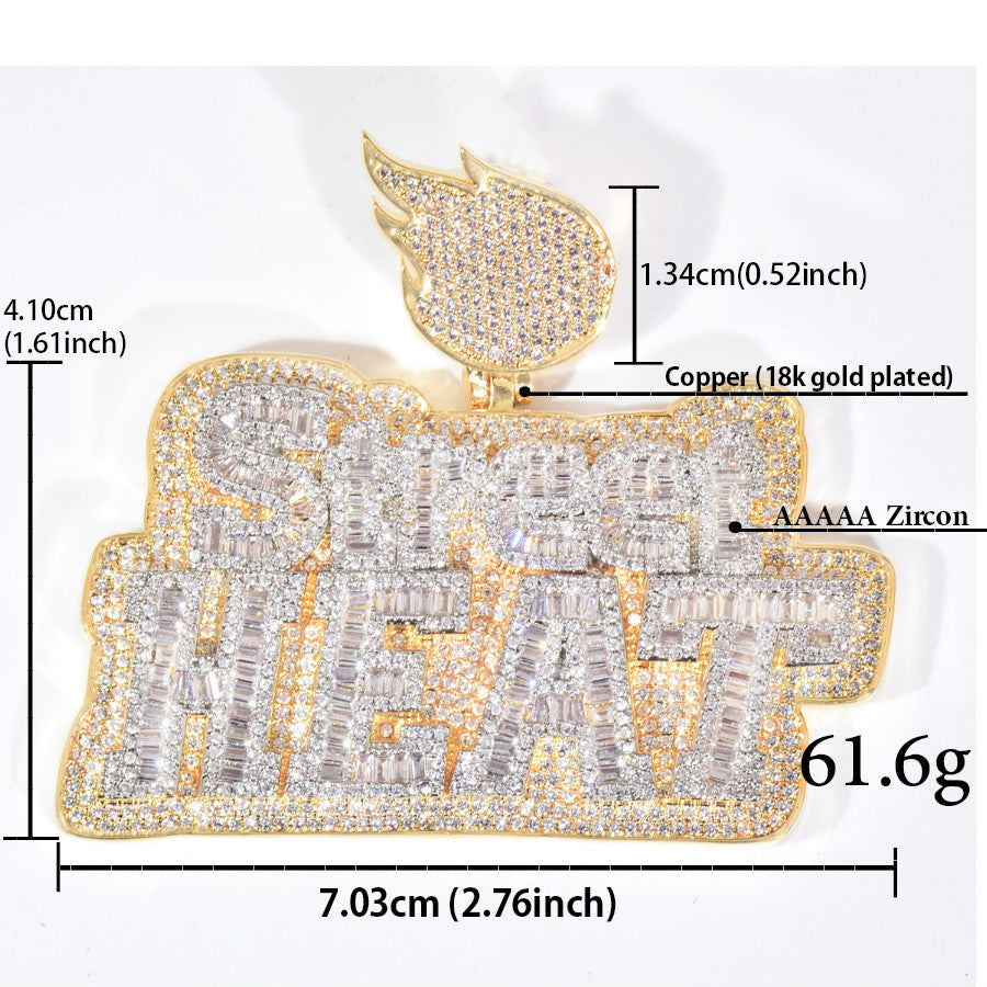 Unisex Iced Out Heat Letter Pendant Necklace