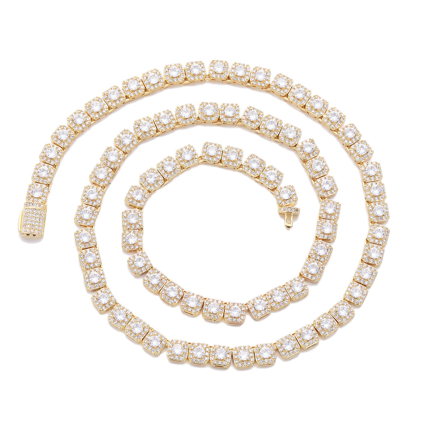 Square Zircon Tennis-Style Chain Bracelet & Necklace, 6 mm, Unisex