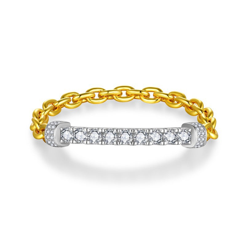 Two-Tone Tennis Bracelet with Clear Round Stones and T-Bar Clasp product image