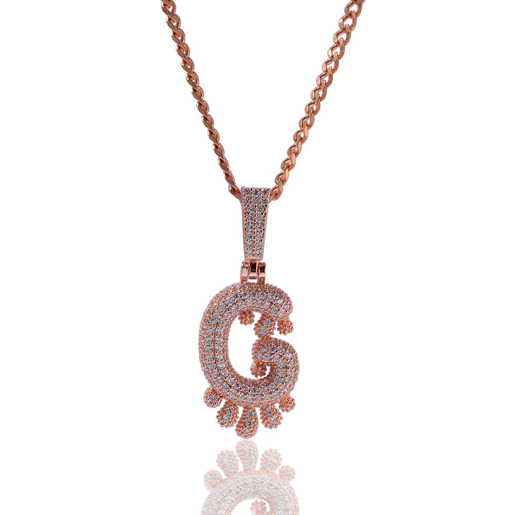 Personalized Bubble Letter Pendant Necklace for Women – Iced Initial Charm Chain in Gold, Silver & Rose Gold