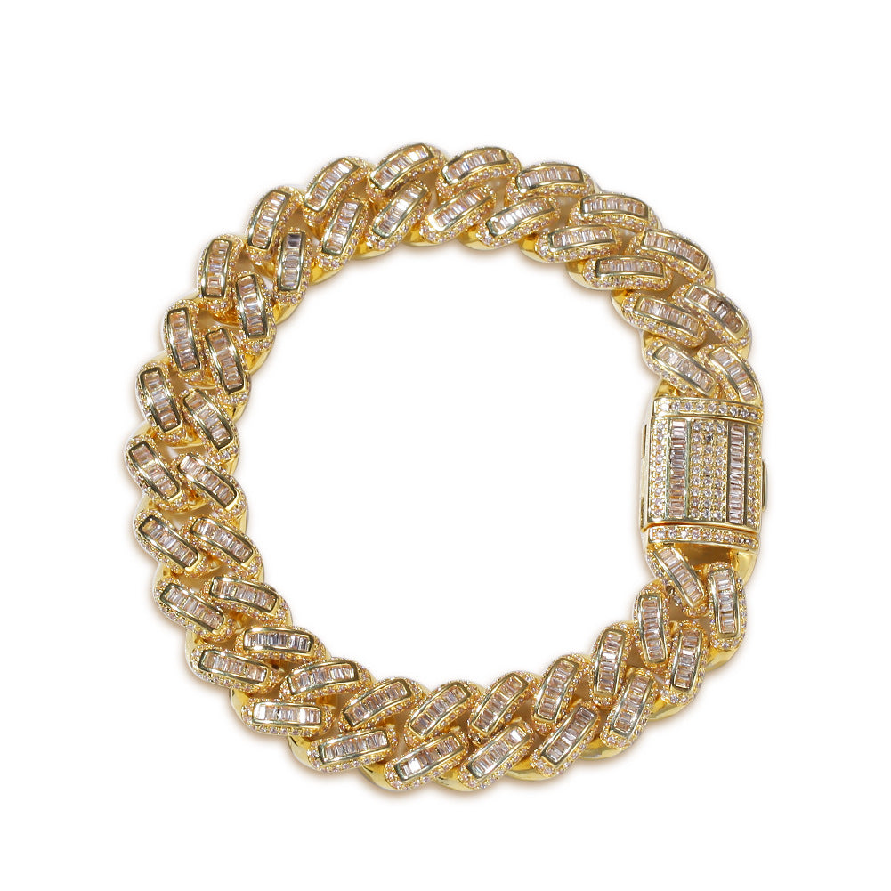 Iced Cuban Link Chain Necklace & Bracelet Set with Cubic Zirconia for Women and Men, Gold Plated or Silver Plated Statement Jewelry