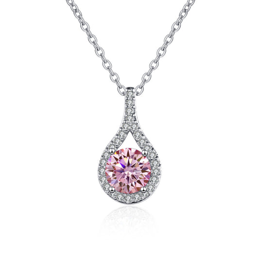 1ct S925 Silver Moissanite Teardrop Pendant Necklace, Box Chain, Color Options alternate product image