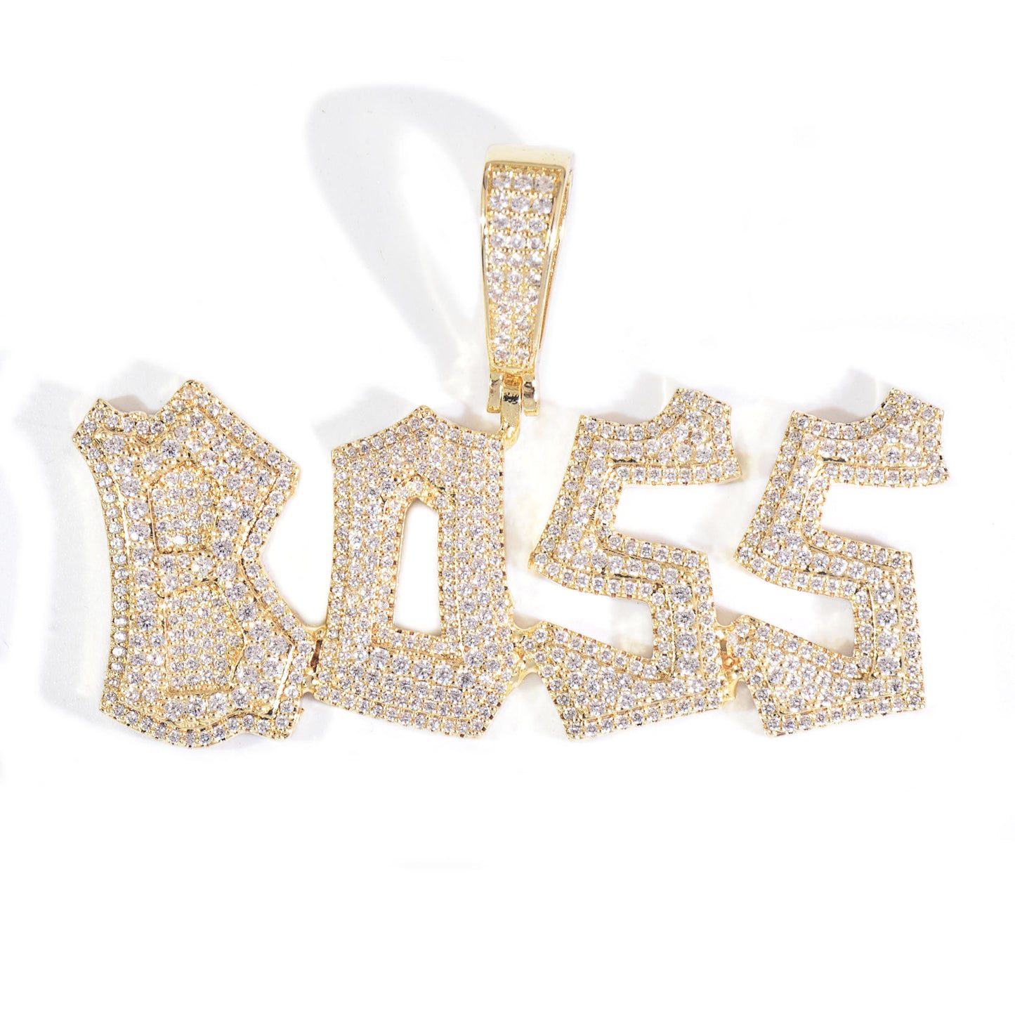 Iced Out BOSS Letter Pendant Necklace for Men