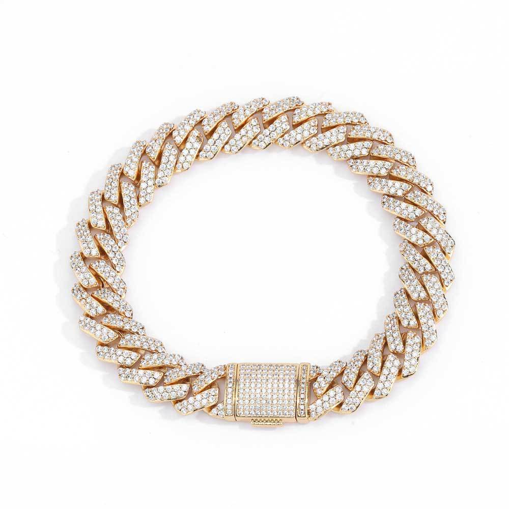 10 mm Iced Cuban Hip Hop Bracelet with Cubic Zirconia on a Copper Base - CHA041 product image
