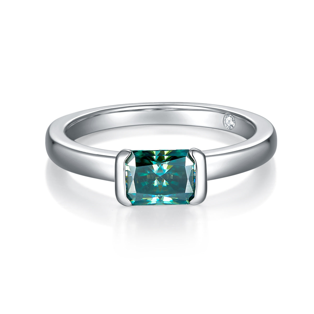 Green Radiant Cut Moissanite Ring for Women, S925 Silver 18K Gold Plated Promise Ring product image
