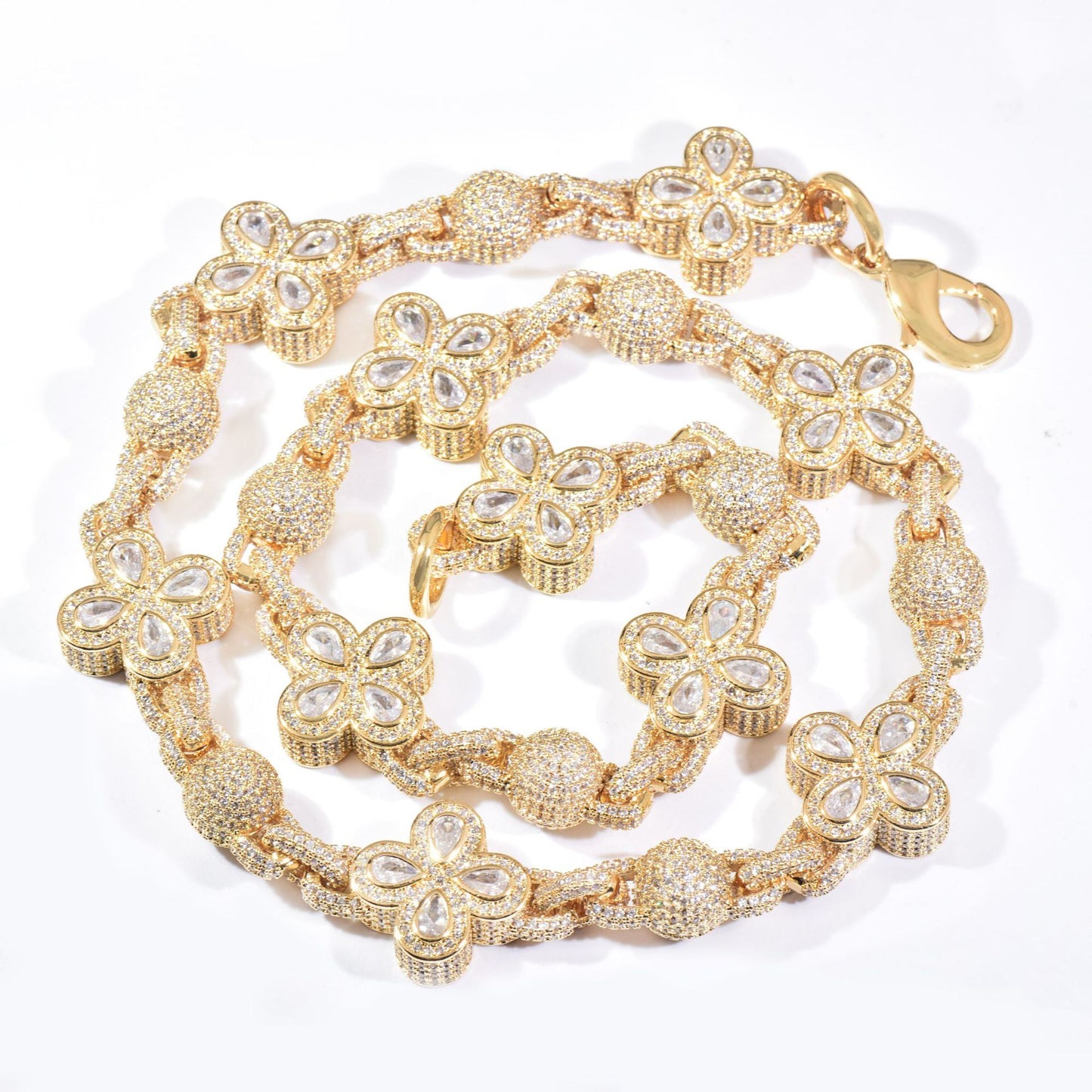 Unisex Iced Out Flower Statement Necklace