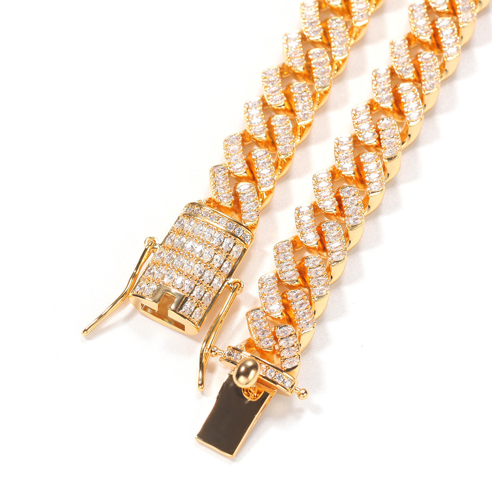 Iced Cuban Link Necklace with Cubic Zirconia Pendant Chain for Women & Men, Gold Plated or Silver Plated Statement Jewelry