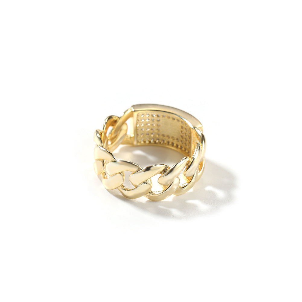 Unisex 14K Gold Plated Square Cubic Zirconia Statement Ring