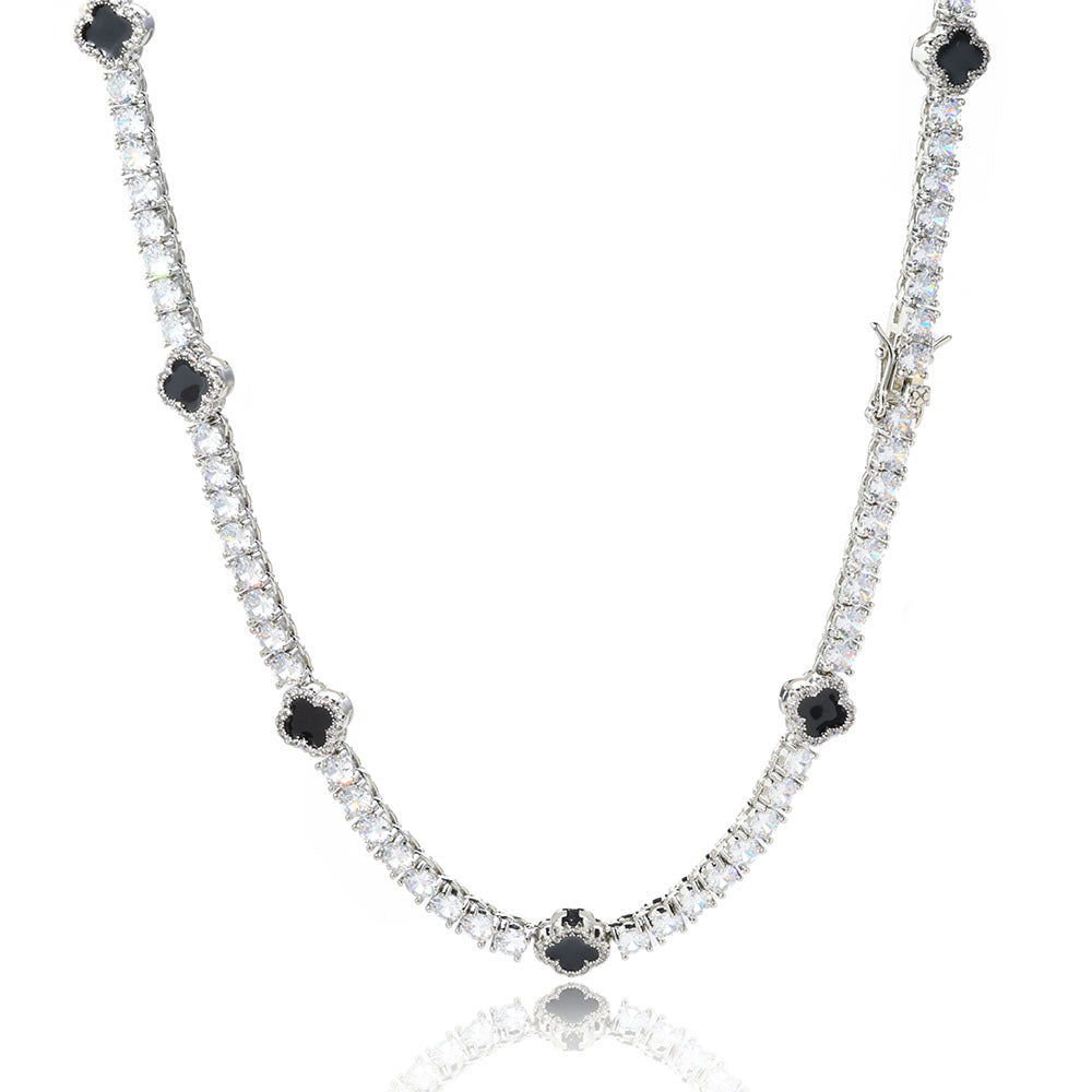 Colored Clover CZ Tennis Hip Hop Necklace or Bracelet with Copper Base - CHA289 product image